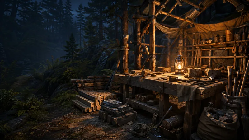 Original crafting shelter illustration for the Not Quite Dead building guide